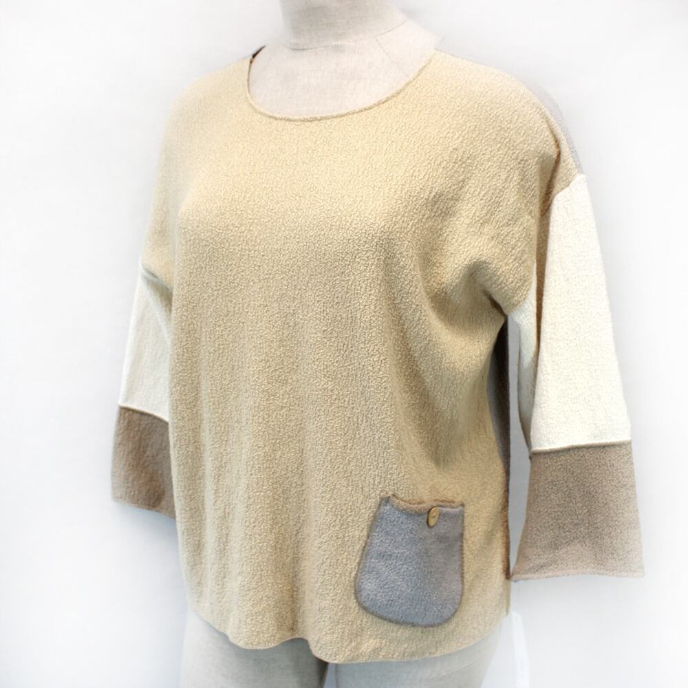 Margaret Winters Plus Lagenlook Colorblock Boucle knit boutique sweater top 1X